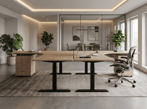Ergonominiai REGULIUOJAMO AUKŠČIO darbuotojų stalai